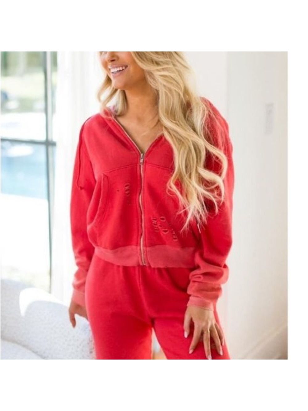 Wildfox Regan Destroyed Zip Hoodie